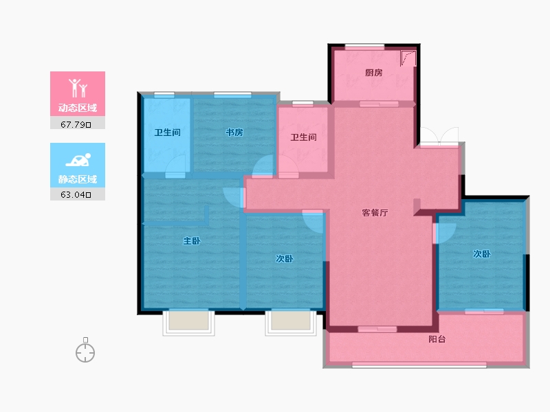 浙江省-绍兴市-亚厦东麟府-116.24-户型库-动静分区