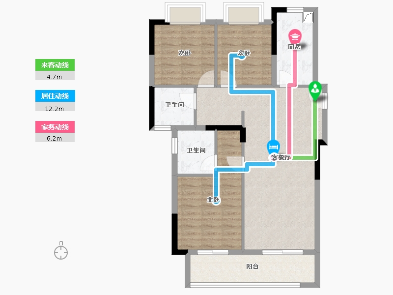 湖北省-武汉市-城投大桥龙城-84.54-户型库-动静线