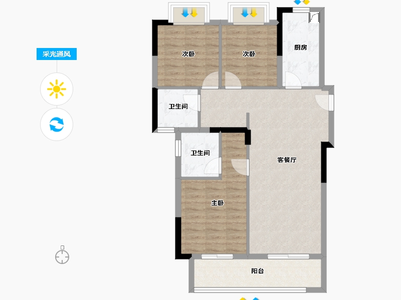 湖北省-武汉市-城投大桥龙城-84.54-户型库-采光通风