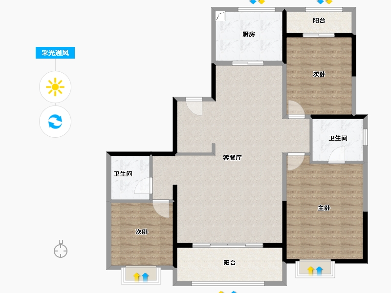 陕西省-咸阳市-陕建沣渭壹号院-111.78-户型库-采光通风