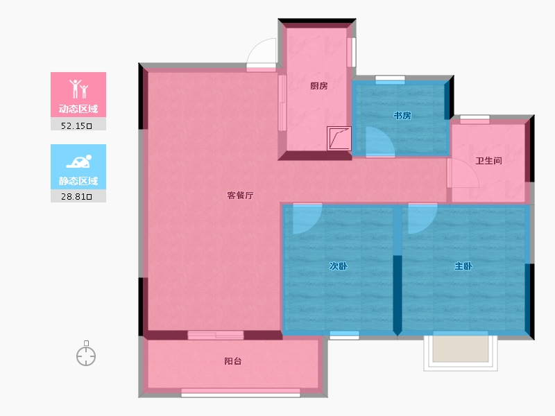 浙江省-宁波市-海湾新城-72.00-户型库-动静分区