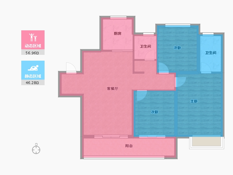 江苏省-无锡市-美的爱情云筑-92.87-户型库-动静分区