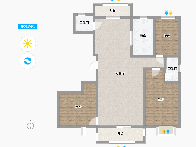 甘肃省-平凉市-中天幸福城-124.00-户型库-采光通风