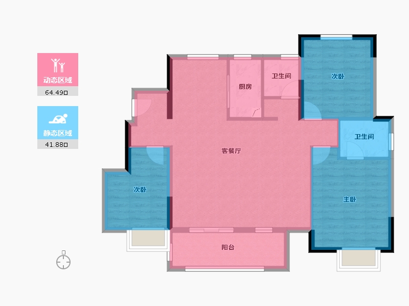 浙江省-宁波市-海湾新城-96.00-户型库-动静分区