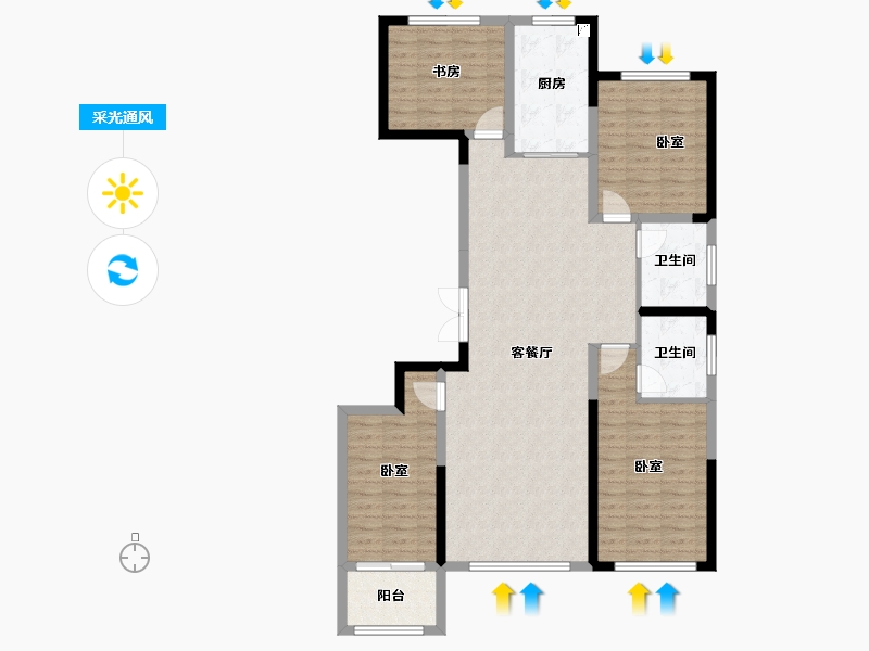 山东省-潍坊市-金庆盛世春天-113.60-户型库-采光通风