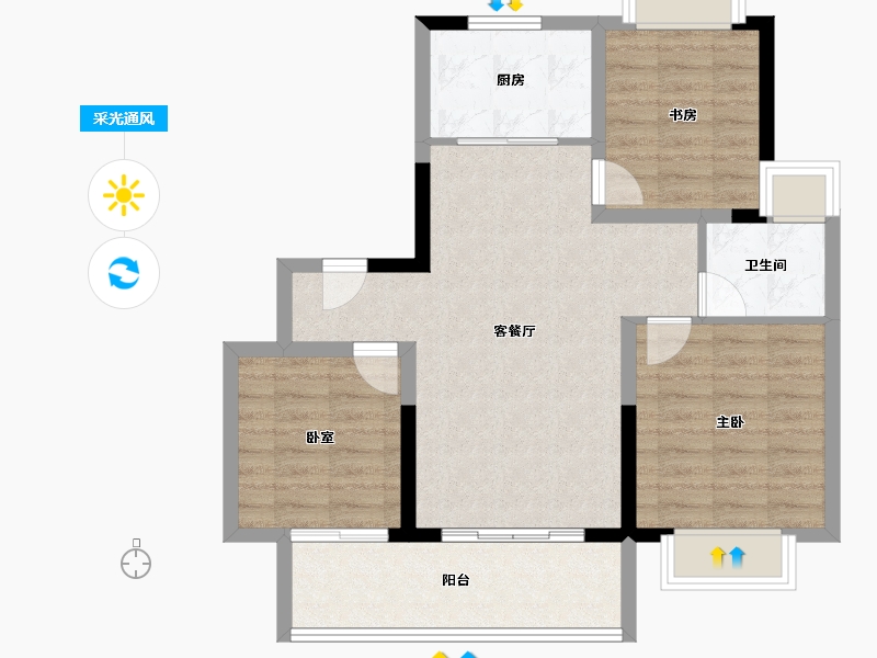 江苏省-无锡市-碧桂园南光城-76.77-户型库-采光通风