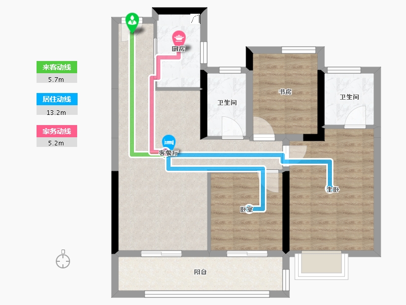 江苏省-苏州市-圣雅园-80.00-户型库-动静线