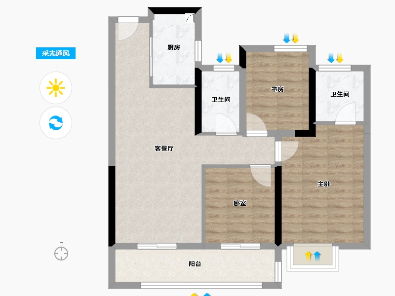 江苏省-苏州市-圣雅园-80.00-户型库-采光通风