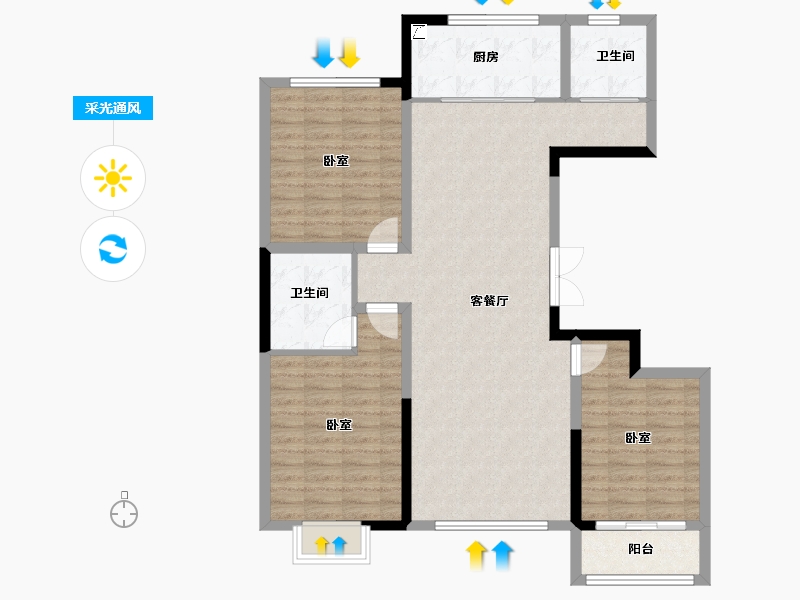 山东省-潍坊市-金庆盛世春天-104.00-户型库-采光通风