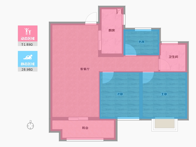 浙江省-宁波市-海湾新城-72.00-户型库-动静分区