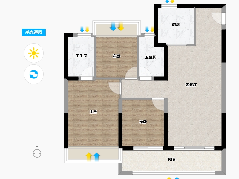 江苏省-无锡市-上城壹号-85.86-户型库-采光通风