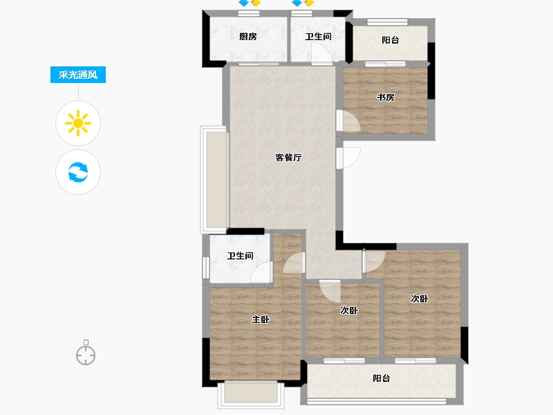 浙江省-温州市-九玥府-95.20-户型库-采光通风