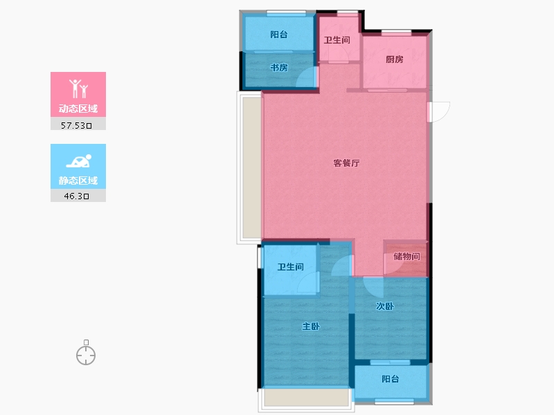 浙江省-温州市-凯迪新城博科园-93.60-户型库-动静分区