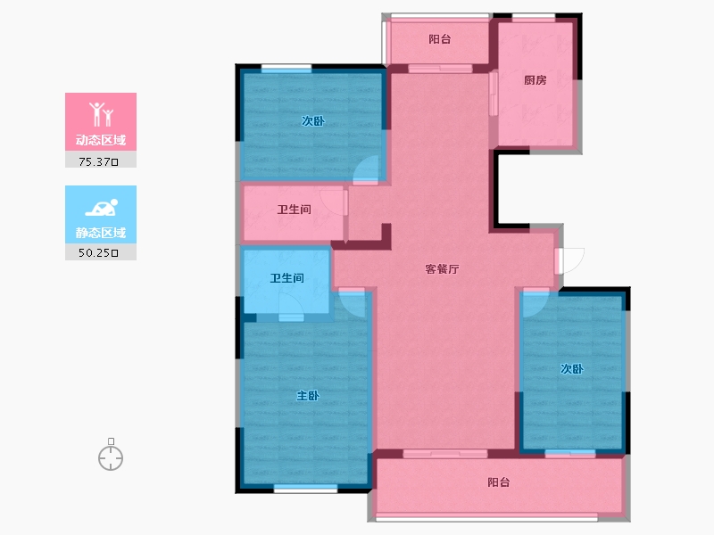 陕西省-西安市-滋水朝阳-112.00-户型库-动静分区