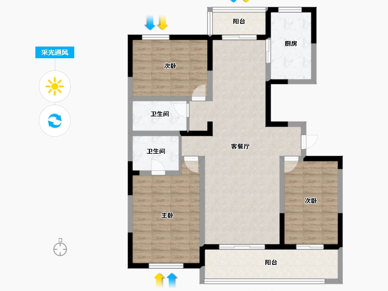 陕西省-西安市-滋水朝阳-112.00-户型库-采光通风