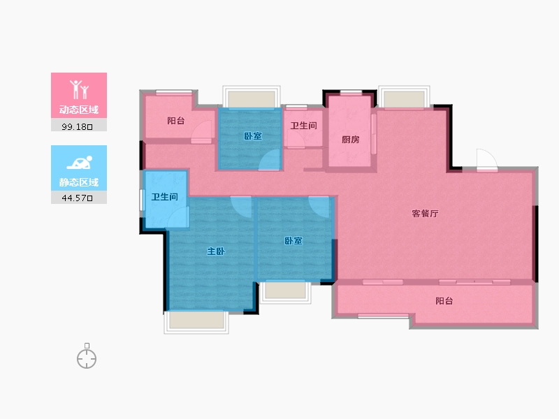 湖南省-长沙市-南崇九颂江山印-130.50-户型库-动静分区