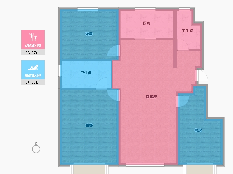 陕西省-西安市-远洋御山水-98.96-户型库-动静分区