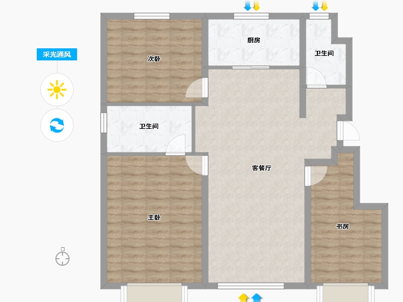 陕西省-西安市-远洋御山水-98.96-户型库-采光通风