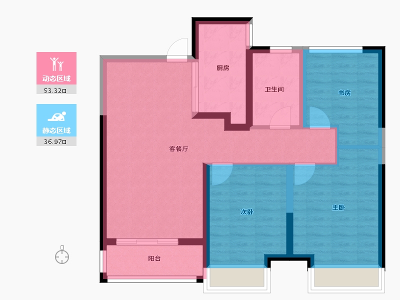 陕西省-西安市-绿城桂语蘭庭-80.58-户型库-动静分区