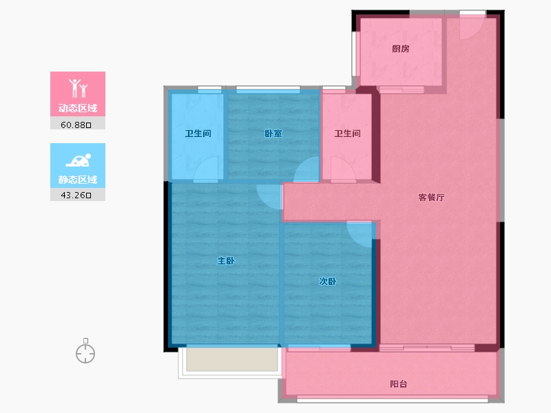 陕西省-西安市-碧桂园·锦里-94.67-户型库-动静分区