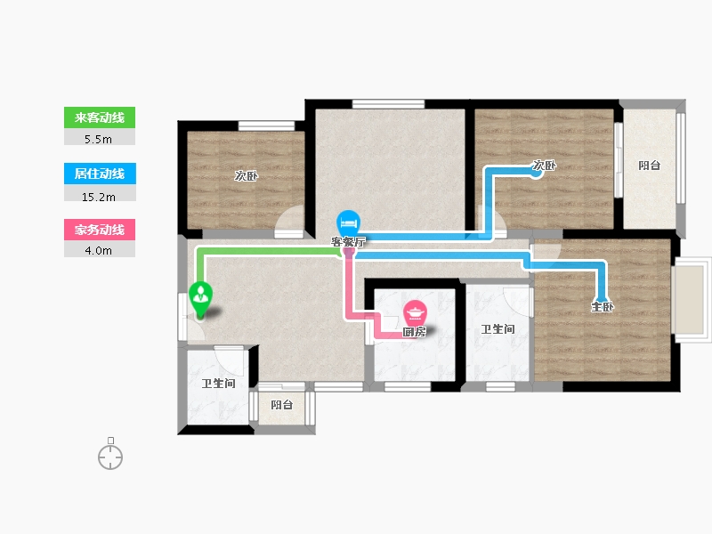 陕西省-西安市-兴庆御苑-89.61-户型库-动静线