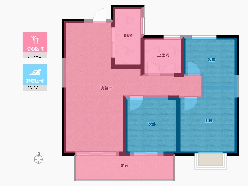 江苏省-无锡市-吉宝季景铭邸-80.68-户型库-动静分区