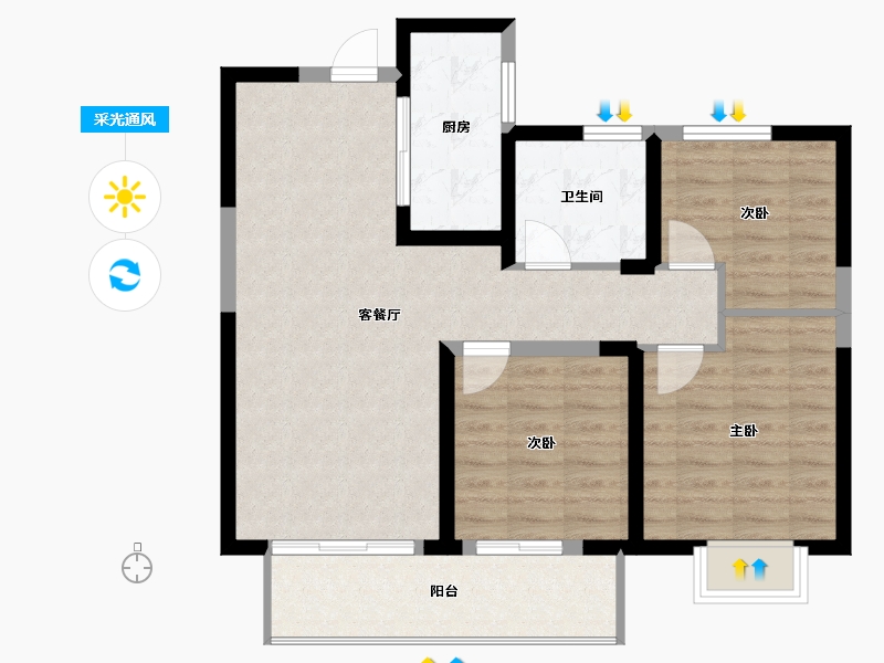 江苏省-无锡市-吉宝季景铭邸-80.68-户型库-采光通风