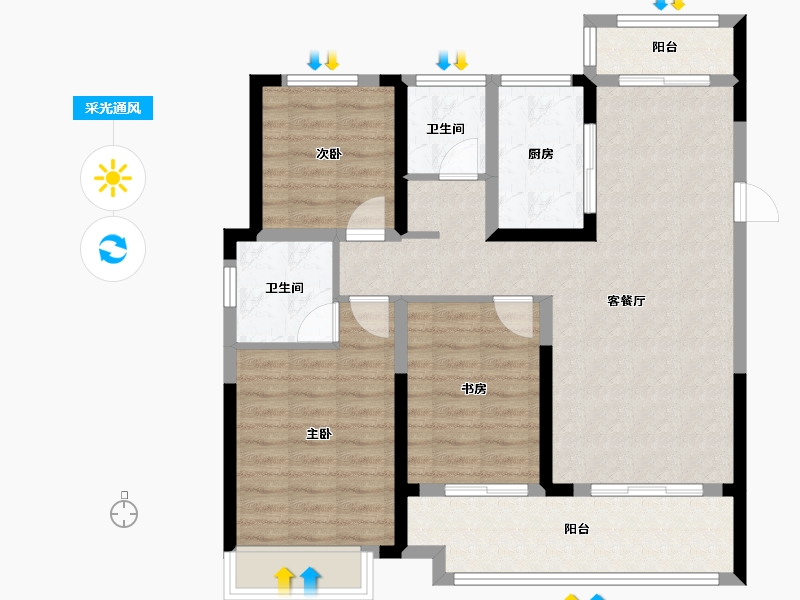 安徽省-滁州市-金城学府-88.00-户型库-采光通风