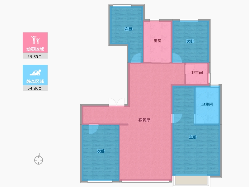 陕西省-西安市-绿城西安全运村-112.80-户型库-动静分区