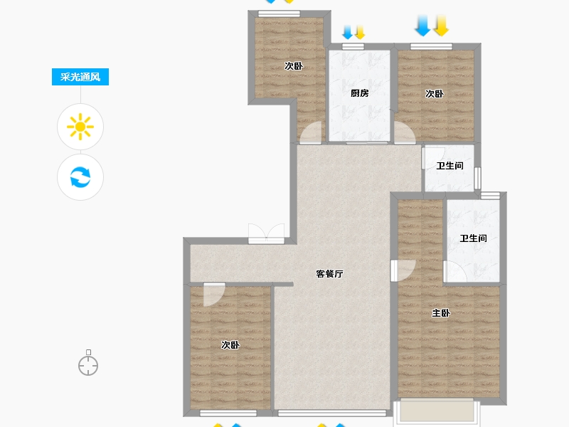 陕西省-西安市-绿城西安全运村-112.80-户型库-采光通风