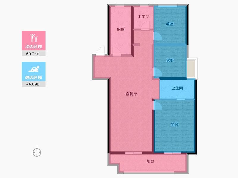 陕西省-咸阳市-吾悦滨河湾-101.58-户型库-动静分区