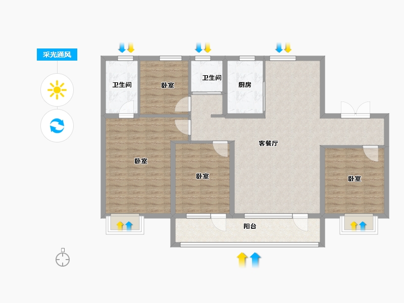 山东省-潍坊市-碧桂园凤翔府-111.99-户型库-采光通风