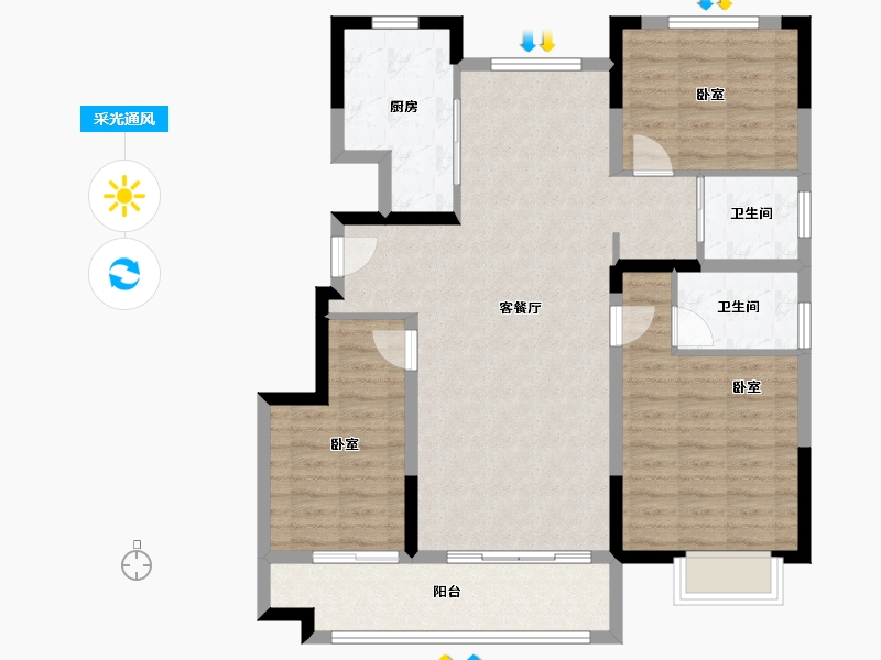 山东省-潍坊市-碧桂园凤翔府-99.20-户型库-采光通风