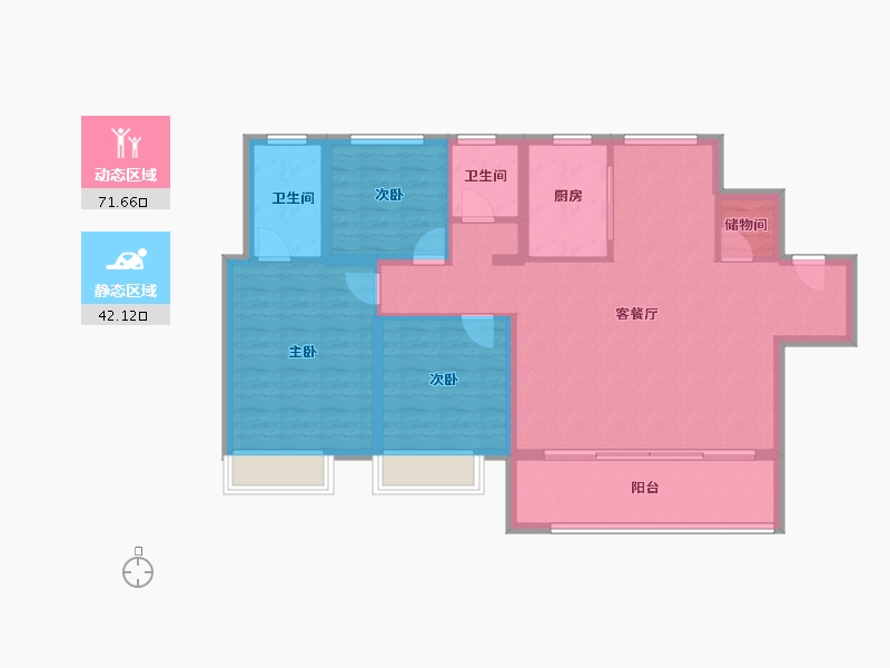 江苏省-无锡市-美的爱情云筑-102.85-户型库-动静分区