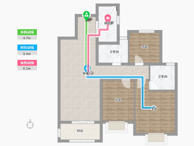 陕西省-咸阳市-吾悦滨河湾-88.00-户型库-动静线