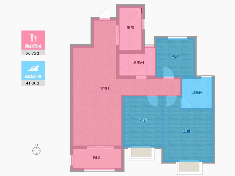 陕西省-咸阳市-吾悦滨河湾-88.00-户型库-动静分区