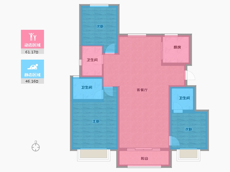 陕西省-西安市-远洋御山水-96.05-户型库-动静分区