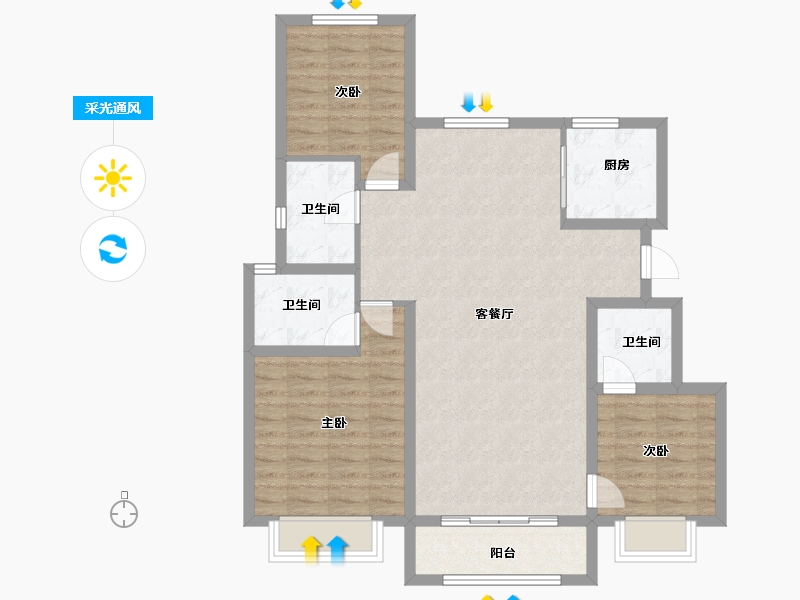 陕西省-西安市-远洋御山水-96.05-户型库-采光通风