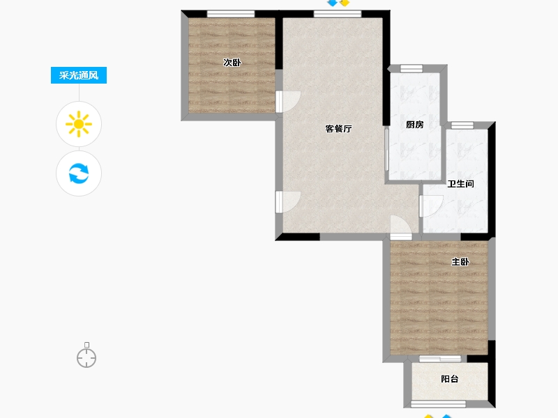 山东省-烟台市-一品明珠-66.30-户型库-采光通风