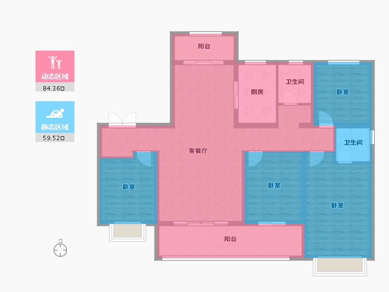 山东省-潍坊市-中南保利樾府-129.59-户型库-动静分区