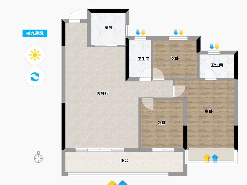 浙江省-温州市-九玥府-96.80-户型库-采光通风