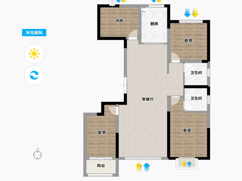 山东省-潍坊市-金庆盛世春天-109.60-户型库-采光通风