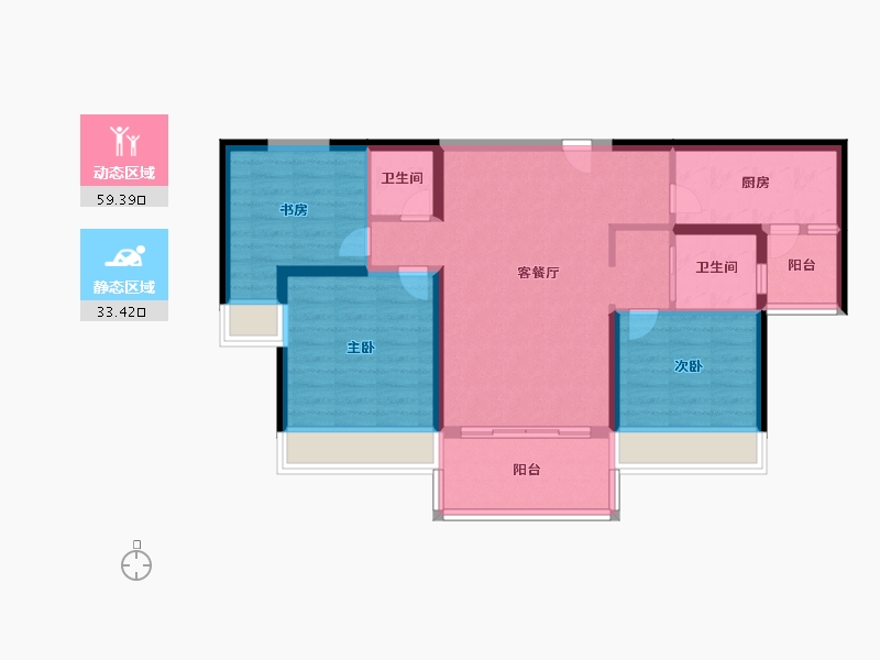 陕西省-西安市-西安碧桂园香湖湾1号-82.40-户型库-动静分区