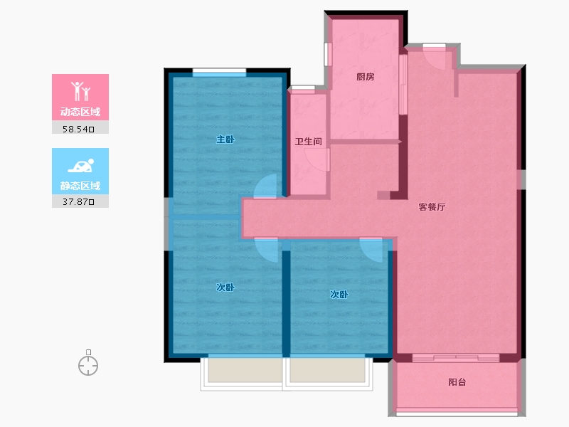 陕西省-西安市-富力开远城-86.40-户型库-动静分区