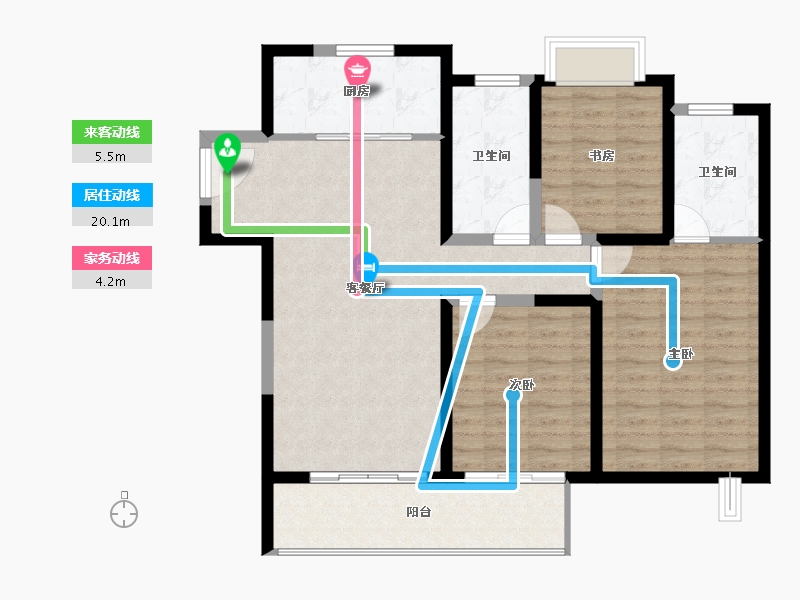 江苏省-无锡市-吉宝季景铭邸-98.76-户型库-动静线