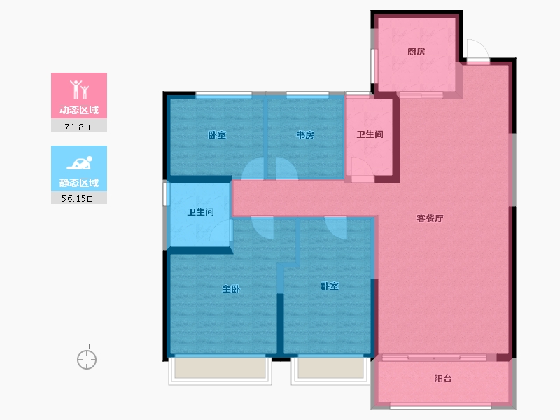 陕西省-西安市-碧桂园·锦里-115.66-户型库-动静分区