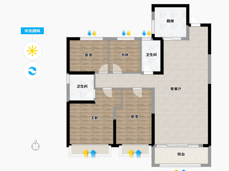 陕西省-西安市-碧桂园·锦里-115.66-户型库-采光通风