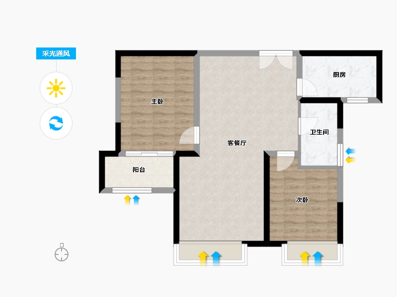 陕西省-西安市-白桦林溪-75.03-户型库-采光通风