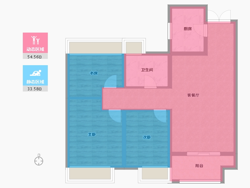 陕西省-西安市-白桦林溪-78.57-户型库-动静分区