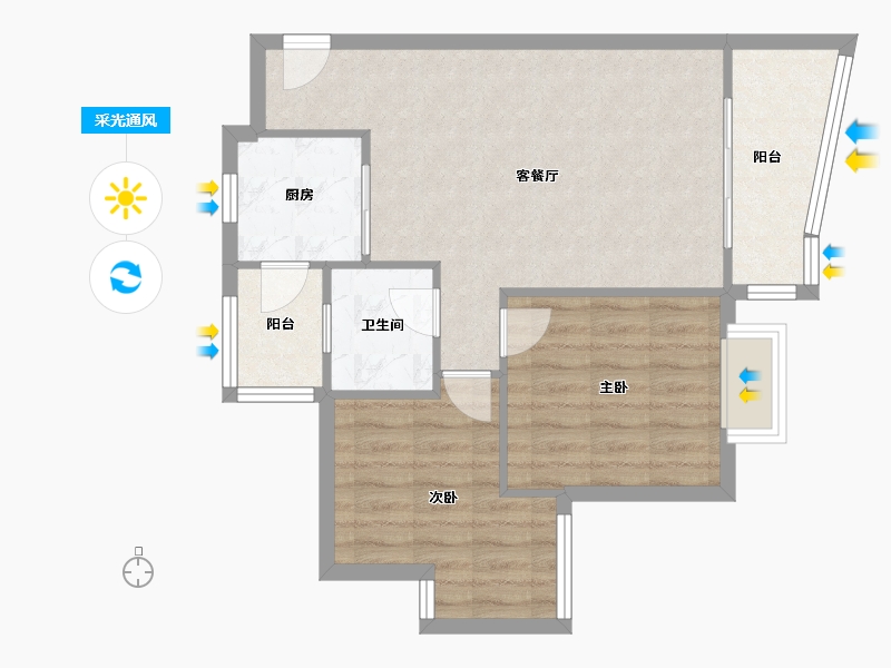 重庆-重庆市-东方港湾-61.91-户型库-采光通风